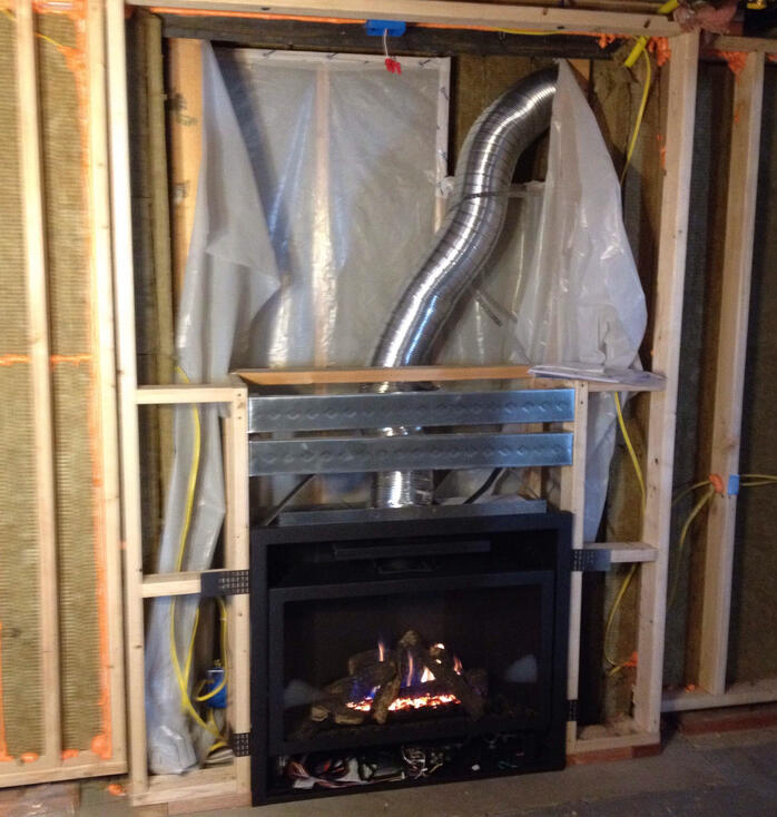 Framed for a gas fireplace and tv