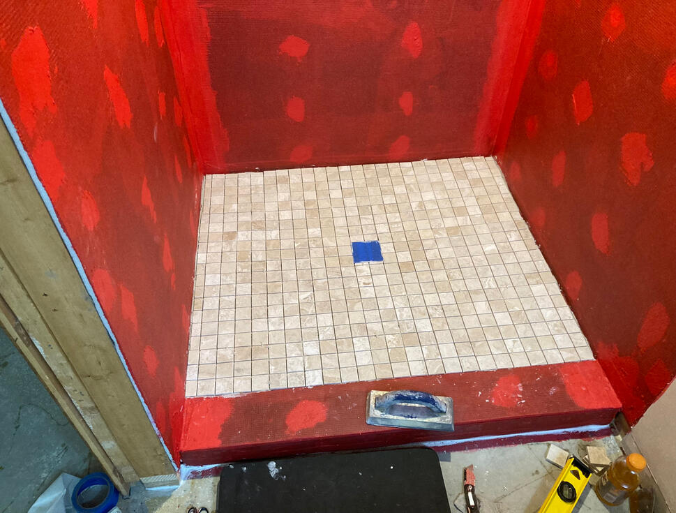 Custom shower pan to fit the space