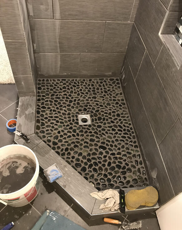 Hand placed each rock to make this floor look pefect